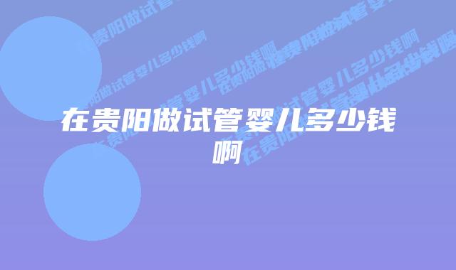 在贵阳做试管婴儿多少钱啊插图 在贵阳做试管婴儿多少钱啊插图