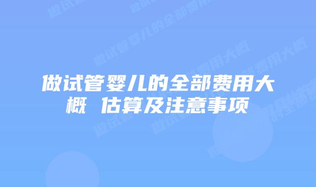 做试管婴儿的全部费用大概 估算及注意事项插图 做试管婴儿的全部费用大概 估算及注意事项插图