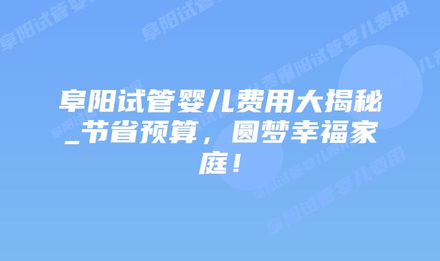 阜阳试管婴儿费用大揭秘_节省预算,圆梦幸福家庭!插图 阜阳试管婴儿费用大揭秘_节省预算,圆梦幸福家庭!插图