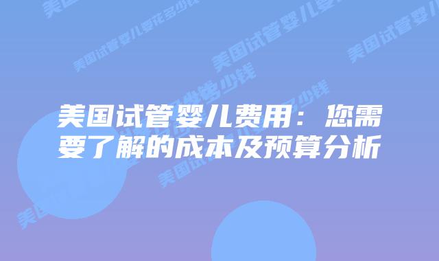 美国试管婴儿费用:您需要了解的成本及预算分析插图 美国试管婴儿费用:您需要了解的成本及预算分析插图