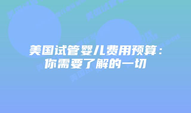 美国试管婴儿费用预算：你需要了解的一切插图