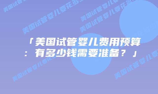 「美国试管婴儿费用预算：有多少钱需要准备？」插图
