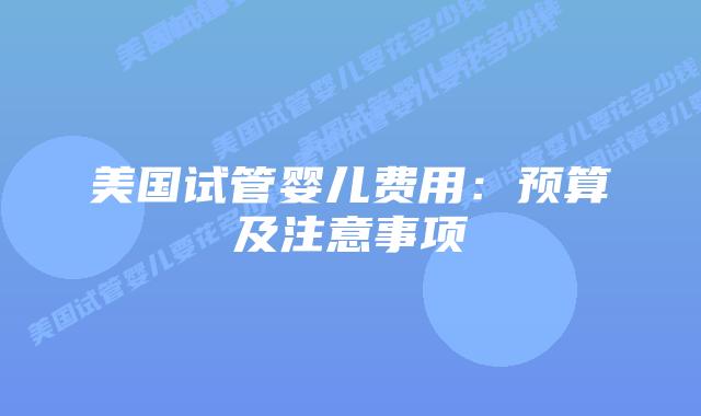 美国试管婴儿费用：预算及注意事项插图
