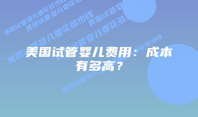 美国试管婴儿费用：成本有多高？插图