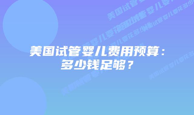 美国试管婴儿费用预算：多少钱足够？插图