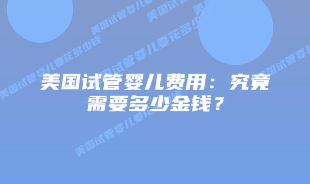 美国试管婴儿费用：究竟需要多少金钱？插图