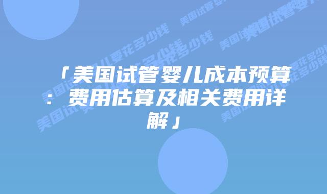 「美国试管婴儿成本预算：费用估算及相关费用详解」插图