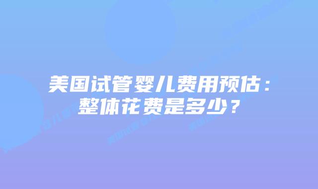 美国试管婴儿费用预估：整体花费是多少？插图