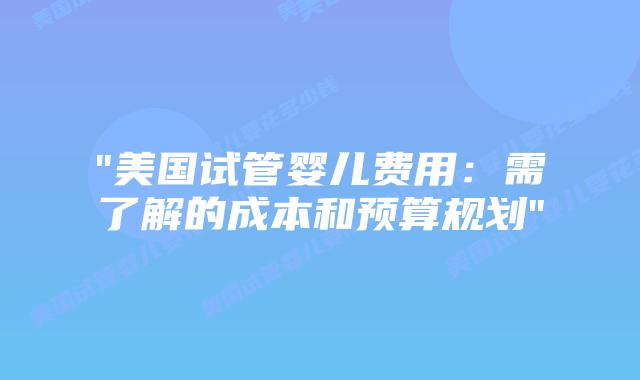 “美国试管婴儿费用：需了解的成本和预算规划”插图