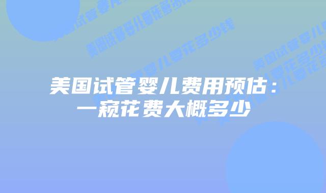 美国试管婴儿费用预估：一窥花费大概多少插图