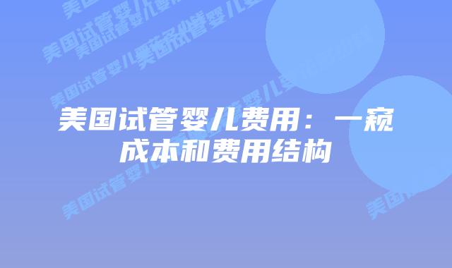 美国试管婴儿费用：一窥成本和费用结构插图