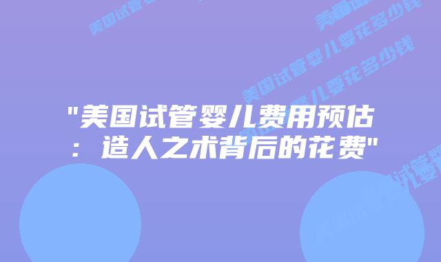 “美国试管婴儿费用预估：造人之术背后的花费”插图