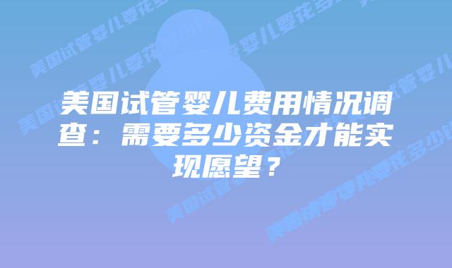 美国试管婴儿费用情况调查:需要多少资金才能实现愿望?插图 美国试管婴儿费用情况调查:需要多少资金才能实现愿望?插图