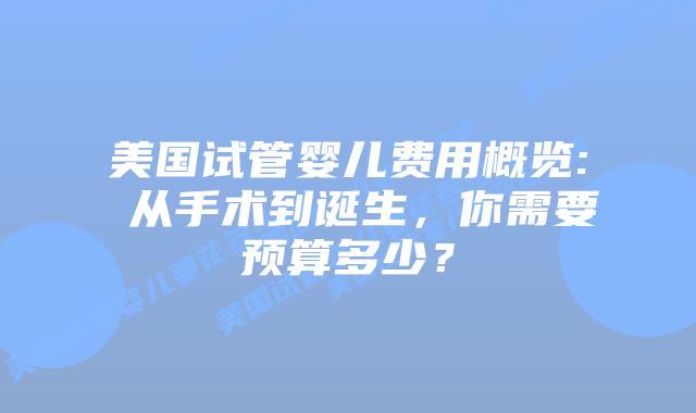 美国试管婴儿费用概览: 从手术到诞生，你需要预算多少？插图
