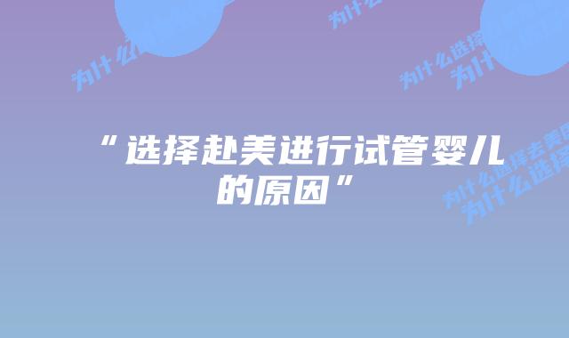 “选择赴美进行试管婴儿的原因”插图 “选择赴美进行试管婴儿的原因”插图