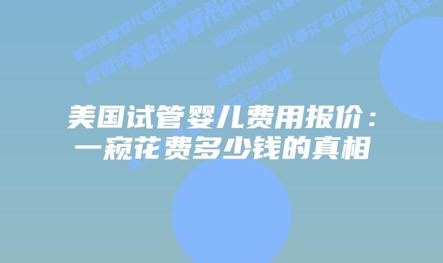美国试管婴儿费用报价：一窥花费多少钱的真相插图