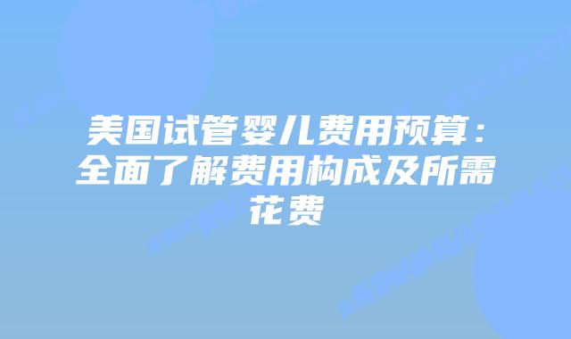 美国试管婴儿费用预算：全面了解费用构成及所需花费插图