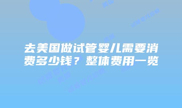 去美国做试管婴儿需要消费多少钱？整体费用一览插图