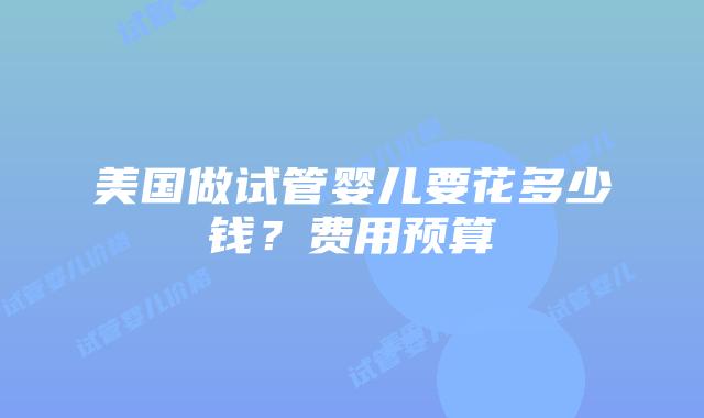 美国做试管婴儿要花多少钱？费用预算插图