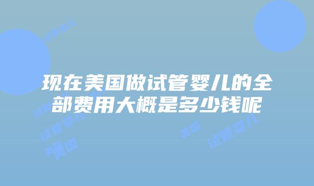 现在美国做试管婴儿的全部费用大概是多少钱呢插图