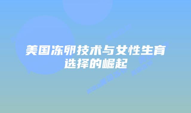 美国冻卵技术与女性生育选择的崛起插图 美国冻卵技术与女性生育选择的崛起插图