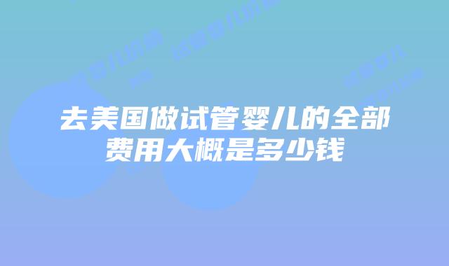 去美国做试管婴儿的全部费用大概是多少钱插图
