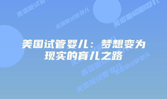 美国试管婴儿：梦想变为现实的育儿之路插图