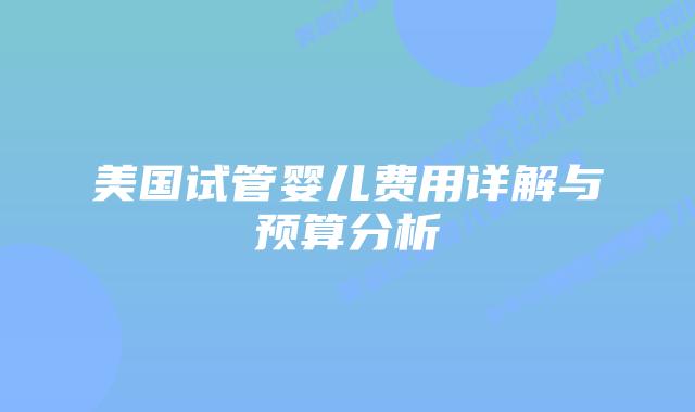 美国试管婴儿费用详解与预算分析插图 美国试管婴儿费用详解与预算分析插图