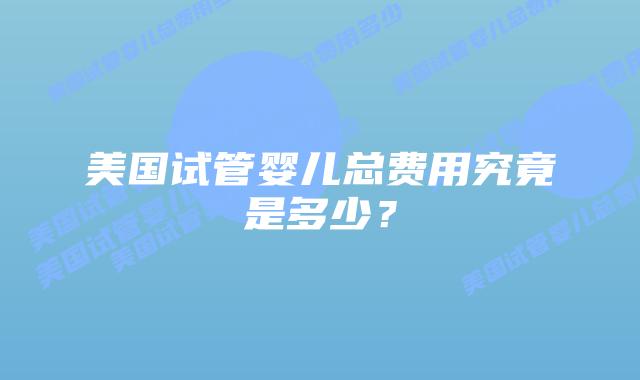 美国试管婴儿总费用究竟是多少？插图