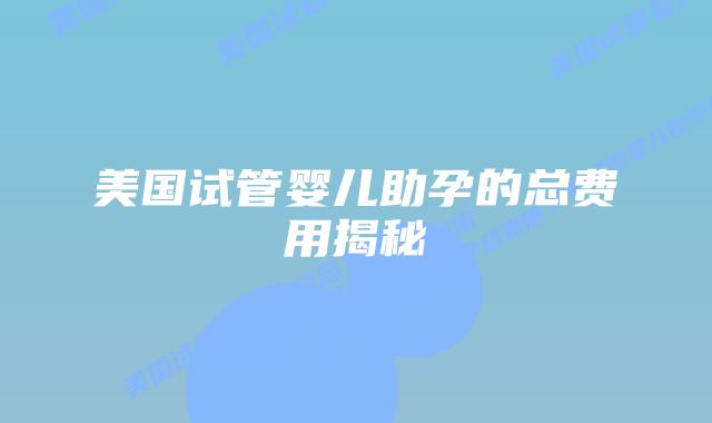美国试管婴儿助孕的总费用揭秘插图 美国试管婴儿助孕的总费用揭秘插图