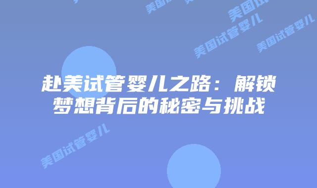 赴美试管婴儿之路:解锁梦想背后的秘密与挑战插图 赴美试管婴儿之路:解锁梦想背后的秘密与挑战插图