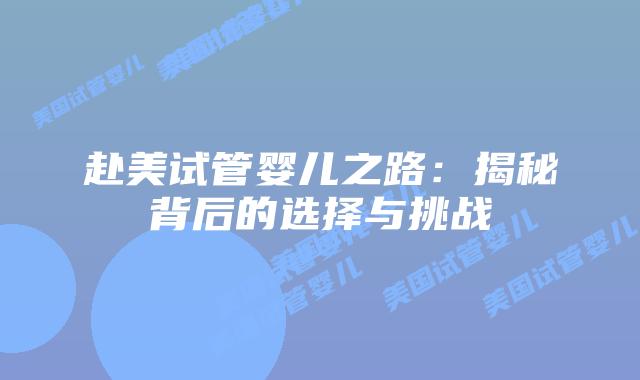 赴美试管婴儿之路:揭秘背后的选择与挑战插图 赴美试管婴儿之路:揭秘背后的选择与挑战插图