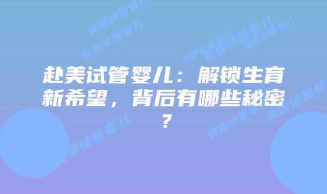 赴美试管婴儿:解锁生育新希望,背后有哪些秘密?插图 赴美试管婴儿:解锁生育新希望,背后有哪些秘密?插图