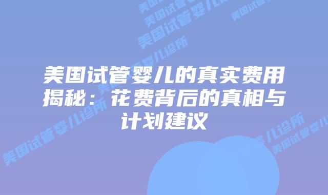 美国试管婴儿的真实费用揭秘：花费背后的真相与计划建议插图