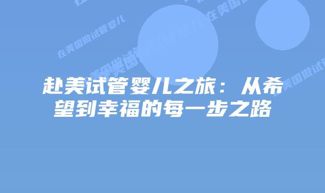 赴美试管婴儿之旅：从希望到幸福的每一步之路插图