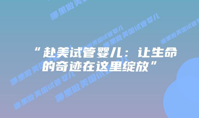 “赴美试管婴儿：让生命的奇迹在这里绽放”插图