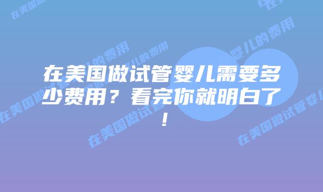 在美国做试管婴儿需要多少费用？看完你就明白了！插图