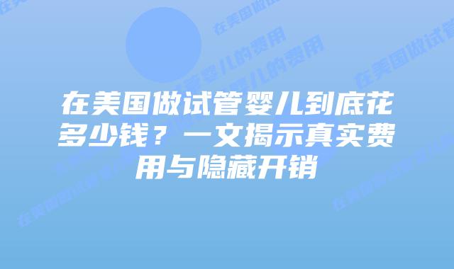 在美国做试管婴儿到底花多少钱？一文揭示真实费用与隐藏开销插图