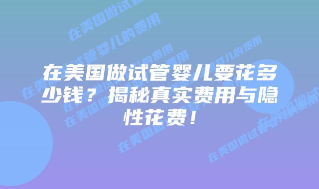 在美国做试管婴儿要花多少钱？揭秘真实费用与隐性花费！插图
