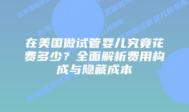 在美国做试管婴儿究竟花费多少？全面解析费用构成与隐藏成本插图