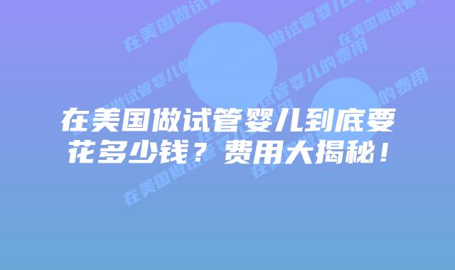 在美国做试管婴儿到底要花多少钱？费用大揭秘！插图