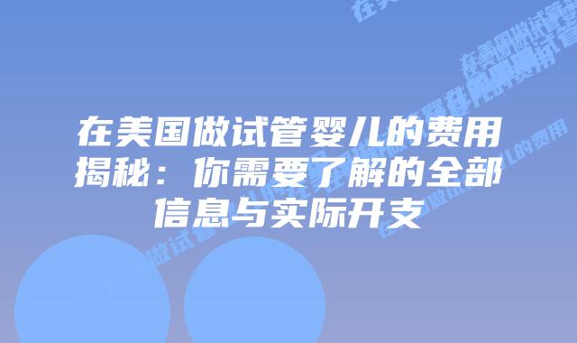 在美国做试管婴儿的费用揭秘：你需要了解的全部信息与实际开支插图