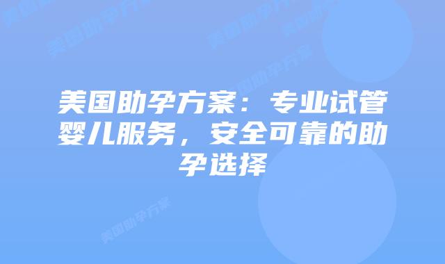 美国助孕方案:专业试管婴儿服务,安全可靠的助孕选择插图 美国助孕方案:专业试管婴儿服务,安全可靠的助孕选择插图