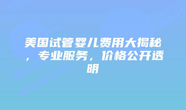 美国试管婴儿费用大揭秘，专业服务，价格公开透明插图