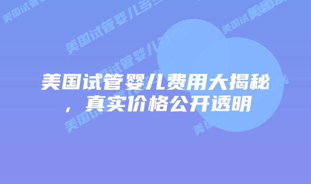 美国试管婴儿费用大揭秘，真实价格公开透明插图