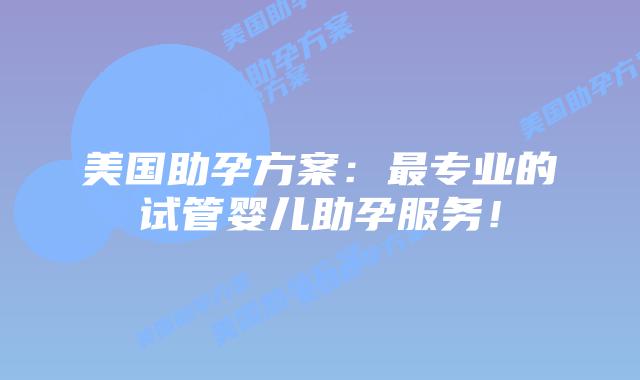美国助孕方案：最专业的试管婴儿助孕服务！插图