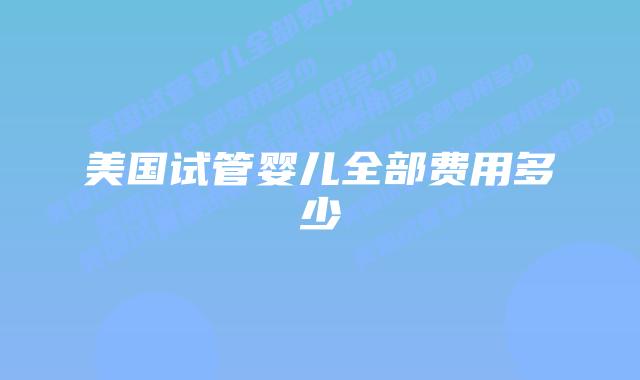 美国试管婴儿全部费用多少插图