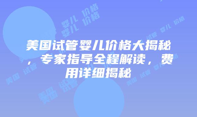 美国试管婴儿价格大揭秘，专家指导全程解读，费用详细揭秘插图