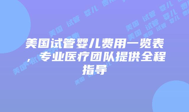 美国试管婴儿费用一览表，专业医疗团队提供全程指导插图