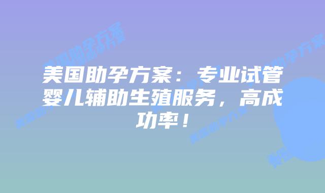 美国助孕方案：专业试管婴儿辅助生殖服务，高成功率！插图